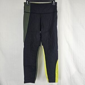 Athleta Asym Colorblock Workout Yoga Tight Leggings Women's Size Sm Black Yellow